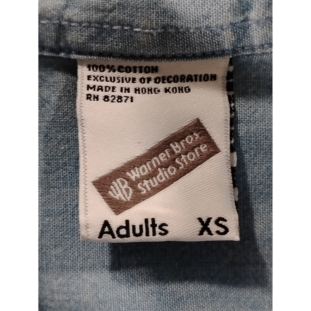 Warner Bros Looney Tunes Denim Shirt XS Bugs Taz Embroidered 90s Streetwear Y2K - Picture 6 of 7